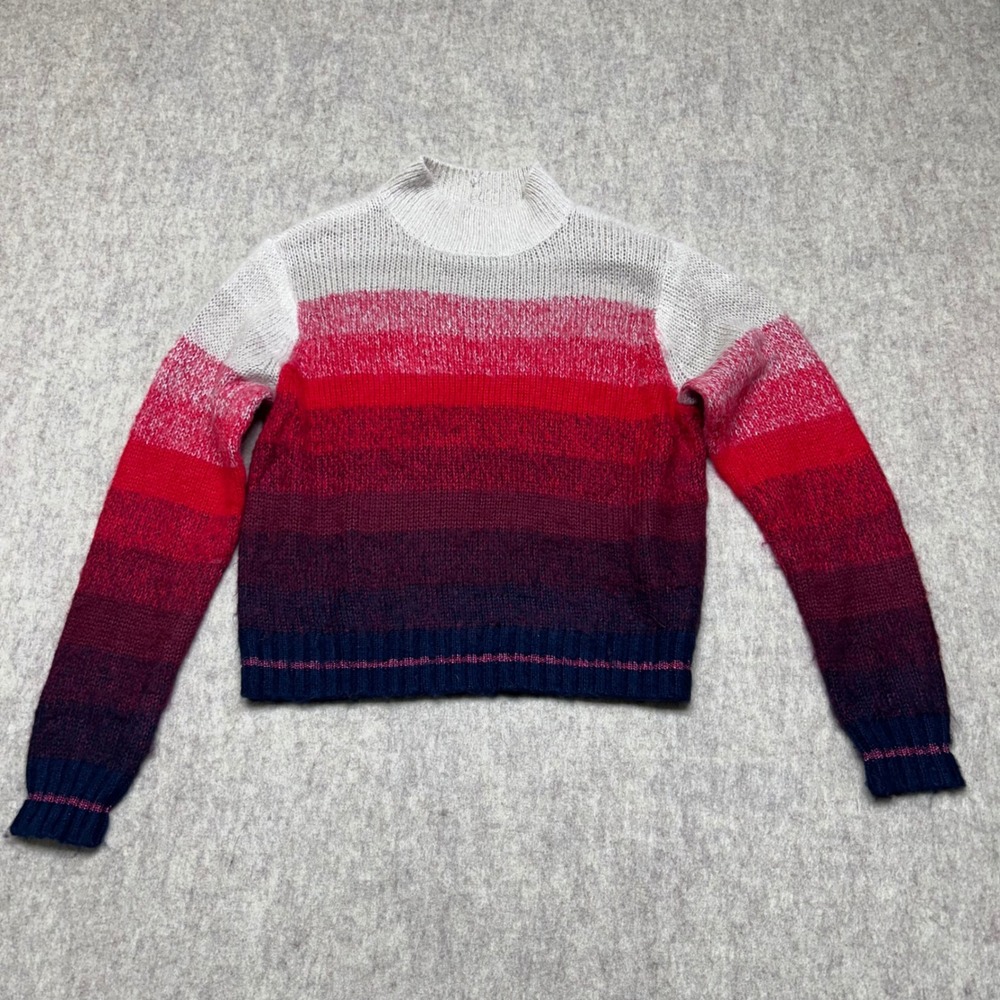American Eagle Ombre Mock Neck Long‎ Sleeve Knit Sweater Size Small Red Tan